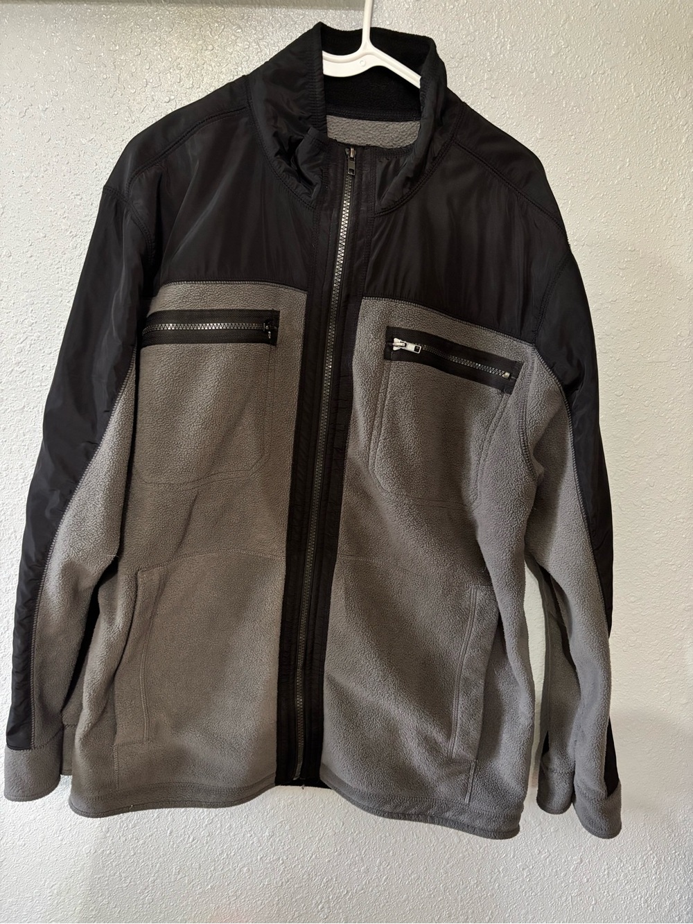 Calvin Klein Men's Grey & Black Zip-Up Fleece Jacket XXL